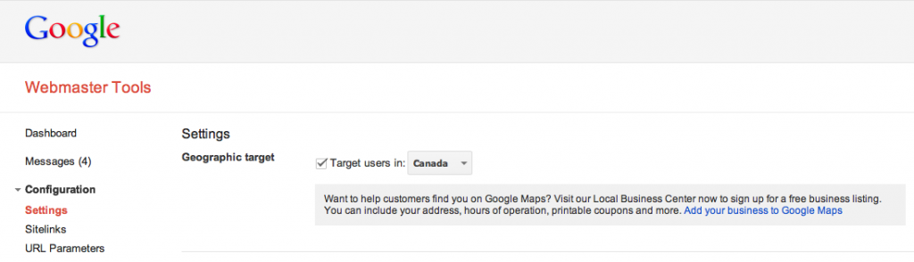 Google Webmaster Tools: Selecting a target audience 